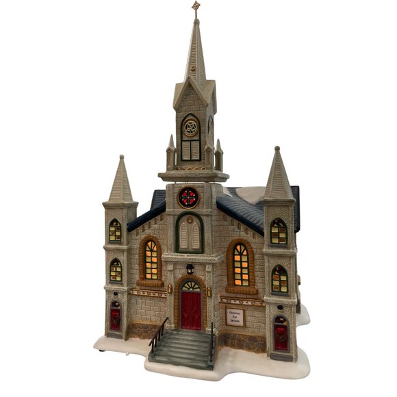 St Nicholas Square Lighted Church Christmas Village Porcelain 1999 Multicolor - Picture 1 of 9